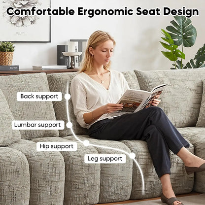 108” Cloud Modular Sectional Sofa Couch with Deep Seat, Modern L-Shaped Boneless Couch with Chaise, Comfy Chenille, Customized