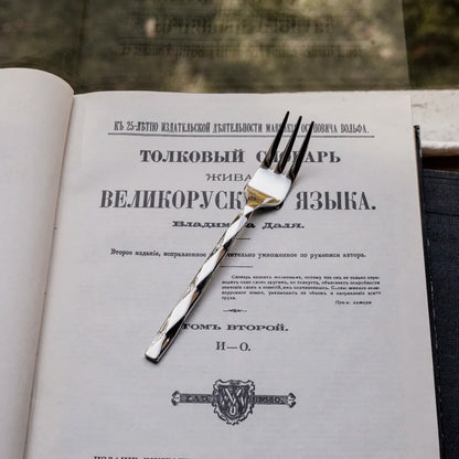 Stainless Steel Vintage Diamond Diamond Check Tableware Main Dish Spoon Spaghetti Fork Fruit Fork Spoon Western Tableware Set