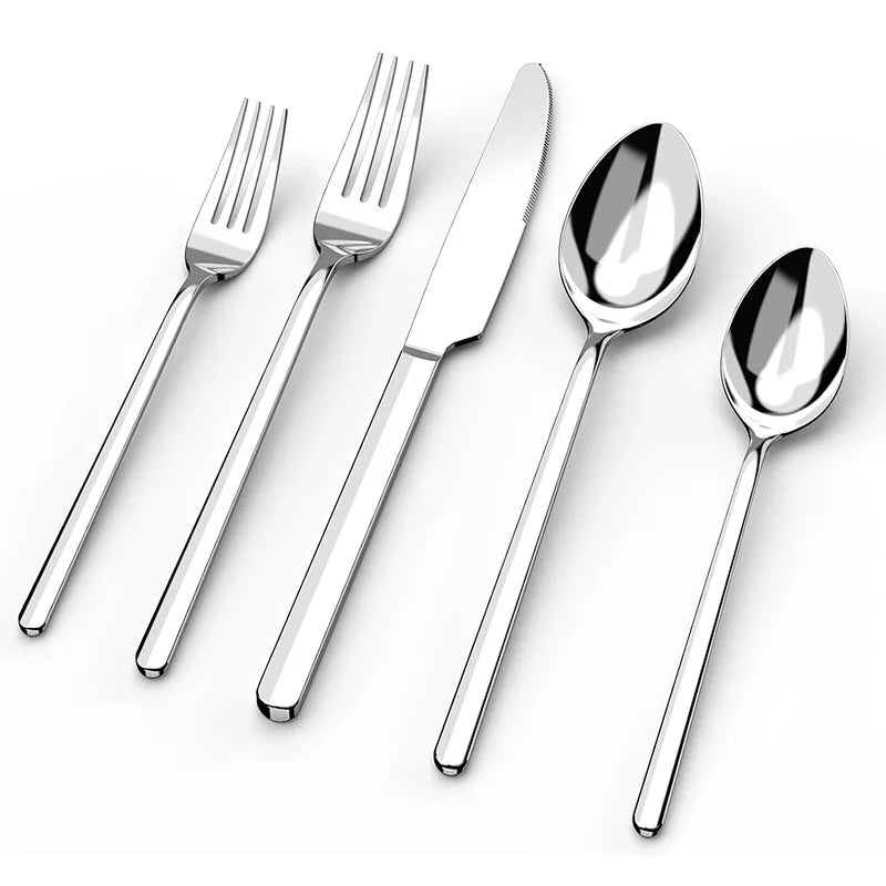 5PCS premium quality 420 and 18-10 Stainless steel Dinnerware Set cutlery set steak knife and fork dessert fork and spoon