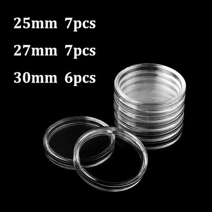 21/23/25/30/32/38/40/45mm Coinning Capsules Storage Box Clear Plastic Coinning Cases Holders Protector Coinning Capsules Storage