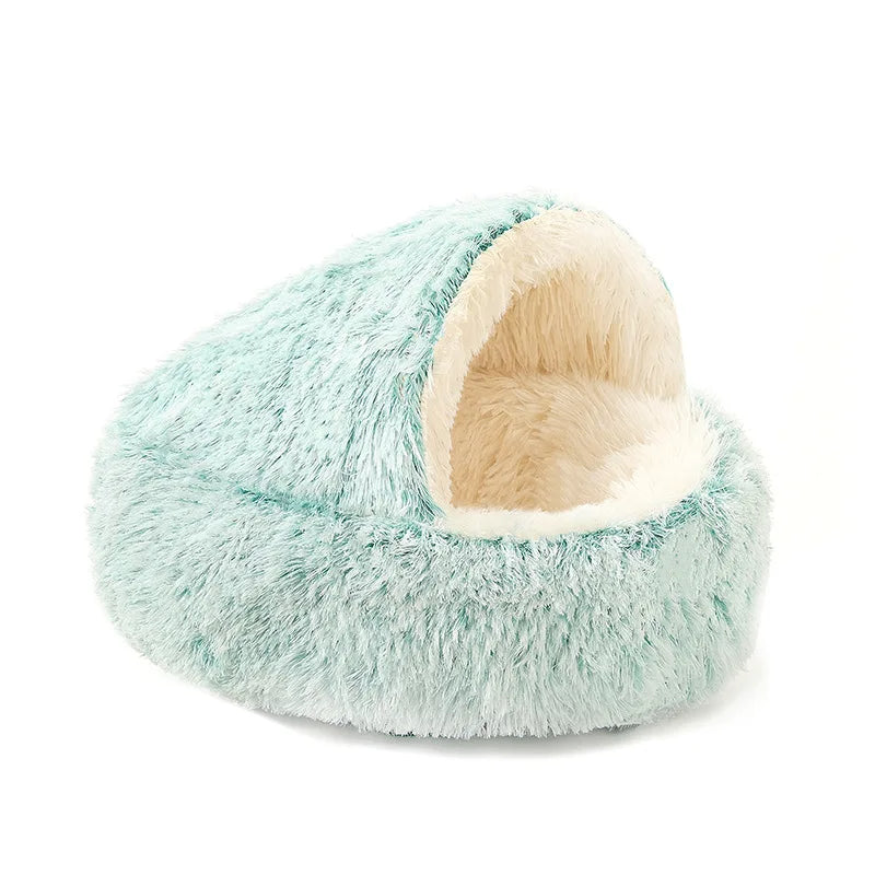 Autumn and Winter soft plush pet bed and pet bed Winter warm and cold plush comforter nest Shell cat nest semi-enclosed cat nest