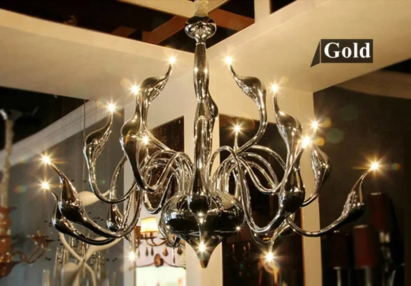 G4 LED Swan chandelier Lighting for Bedroom Foyer Chandelier lustre salon Black White Red gold