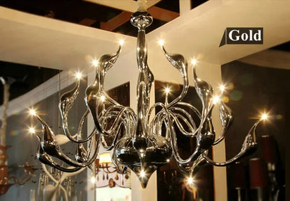 G4 LED Swan chandelier Lighting for Bedroom Foyer Chandelier lustre salon Black White Red gold