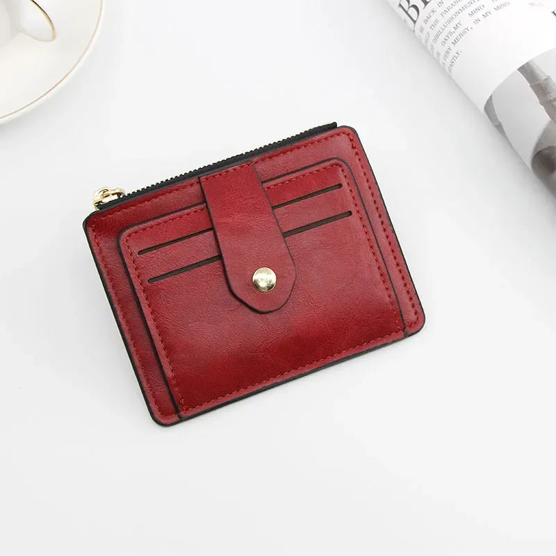 Men Fashion Credit ID Card Holder Wallet Male Slim Leather Wallets with Coin Pocket Luxury Brand Designer Brown Business Purse