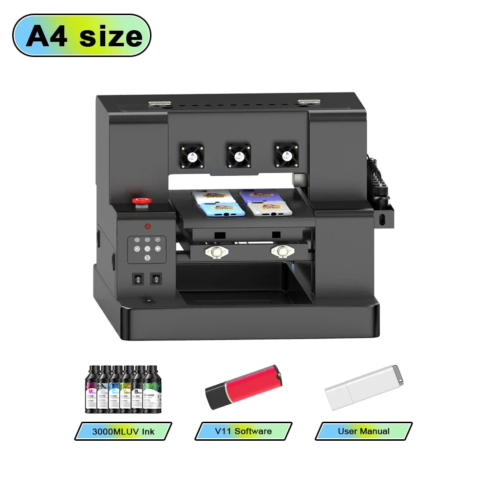 A3 A4 UV Printer For Epson L805 XP600 UV Printer UV Printing Machine For Bottle Wood Phone Case Printing A4 UV Flatbed Printer