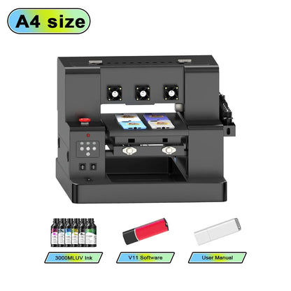 A3 A4 UV Printer For Epson L805 XP600 UV Printer UV Printing Machine For Bottle Wood Phone Case Printing A4 UV Flatbed Printer