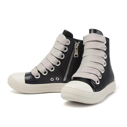 High top flat bottom casual personality fashion coarse shoelaces women's casual shoes daily college women's shoes