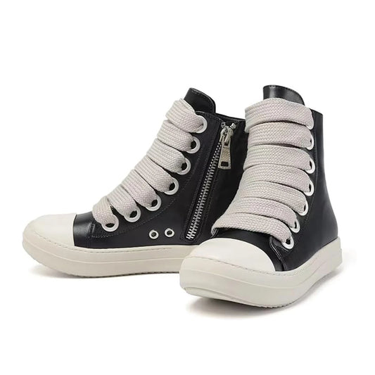 High top flat bottom casual personality fashion coarse shoelaces women's casual shoes daily college women's shoes