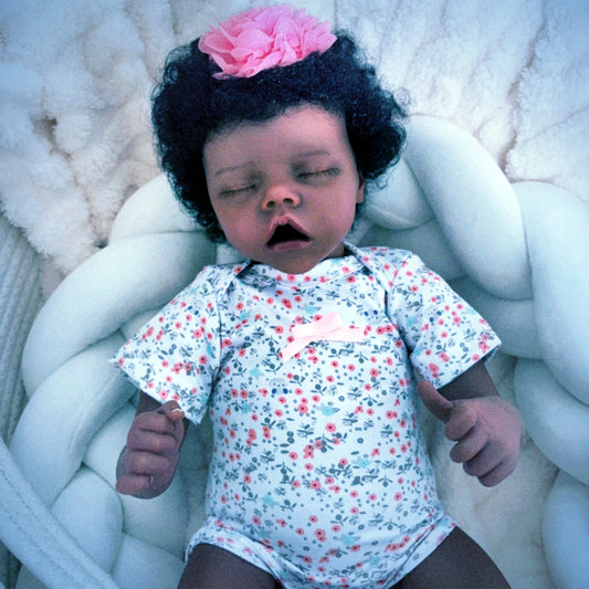 Risbecko 17 Inch Lifelike Black Reborn Baby Doll - African American Soft Cloth Body Doll - Birthday Gift/Christmas Gift