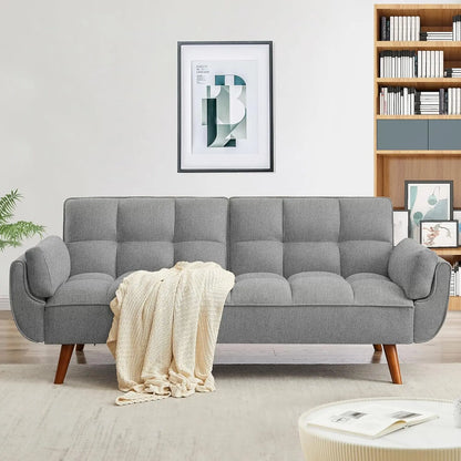 Convertible Futon Sofa Bed,Linen Sleeper Couch, 75" W Modern 3 Seater Tufted Sofa with Adjustable Backrests and Solid,Customized