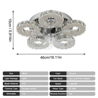 VETRULUS Modern Ceiling Fan Light Led Fan Lamp Smart APP RC Luxury Crystal Chandelier Home Decor Appliance Fixture Living Dining