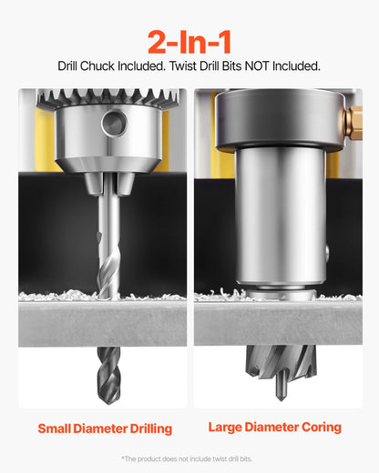 SucceBuy Magnetic Drill Boring Diameter Portable Electric Mag Drill Press Drilling Machine Metal Surface Industrial Improvement