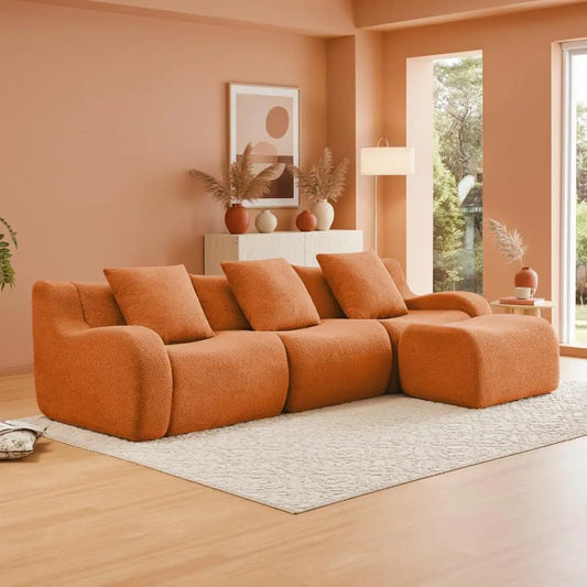 115" Modular Boneless Sectional Sofa, L-Shape Boneless Couch for Living Room and Apartments, 32D High Density, Customized