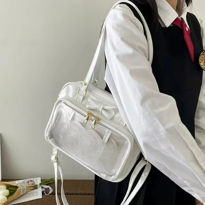 Transparent Japanese Cute Patent Leather Itabag Fashion Girls  Student JK Shoulder Bag Personality Crossbody Bag Ita Bag Сумка