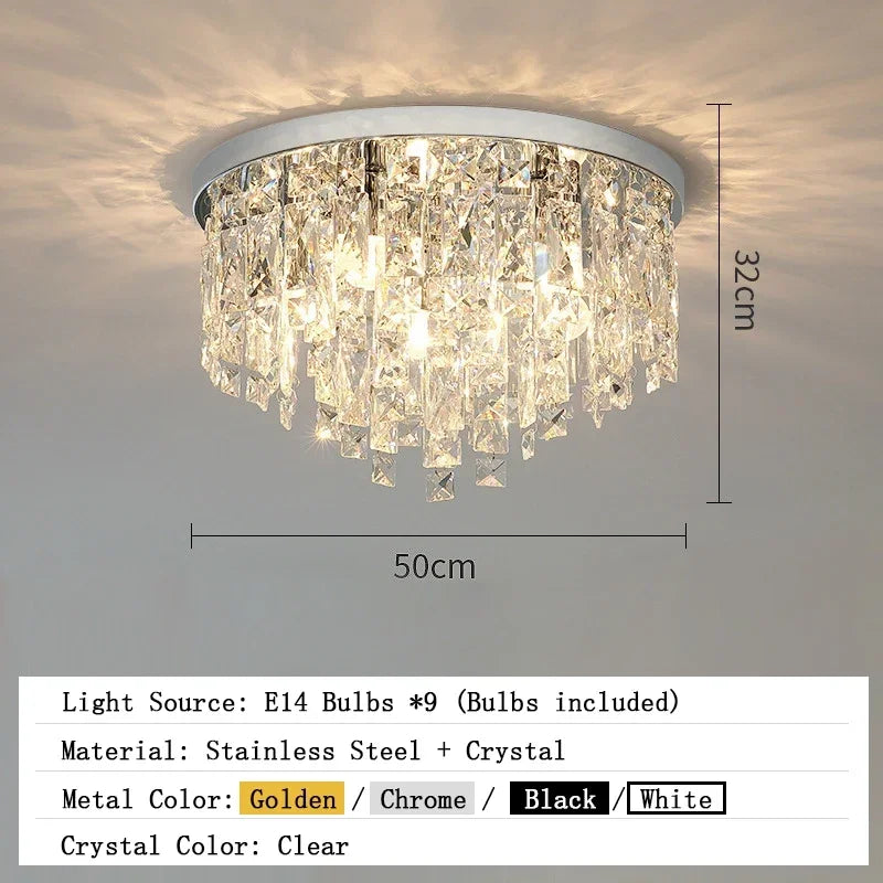 Modern Crystal Ceiling Chandelier For Living Room LED Lustre Hanging Lamps Dining Room Pendant Light Suspension Luminaire Lampen