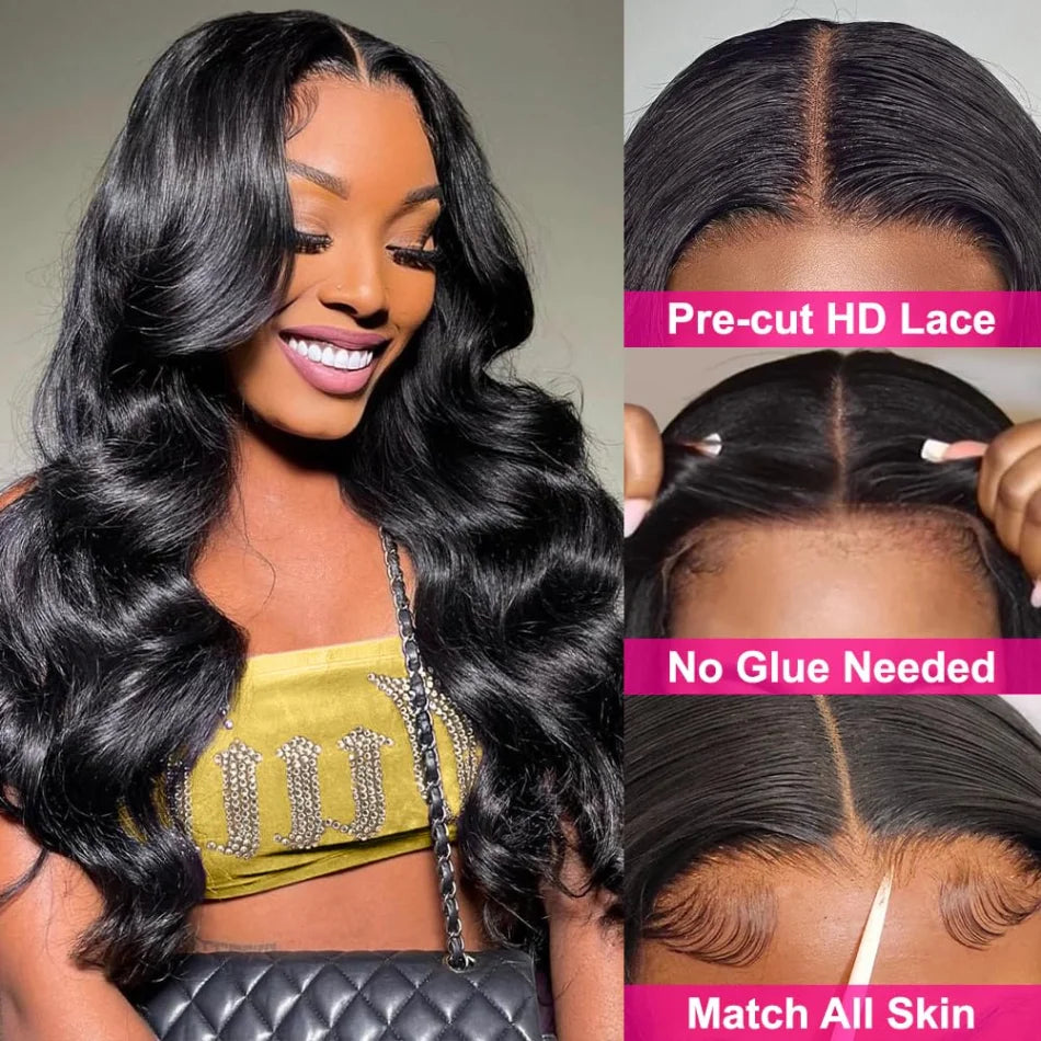 Body Wave Human Hair Wigs Glueless Lace Frontal Wigs 5X5 Hd Lace Closure Wigs Pre Cut Brazilian For Women 220 Density 30 32 Inch