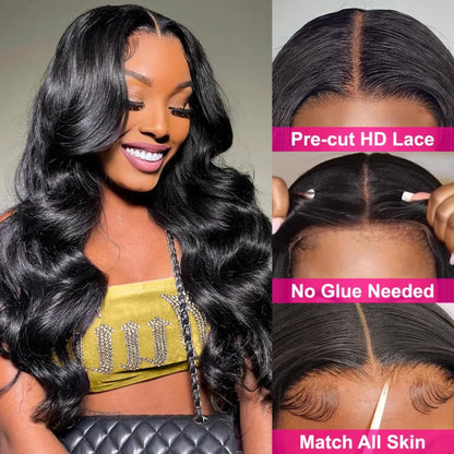 Body Wave Human Hair Wigs Glueless Lace Frontal Wigs 5X5 Hd Lace Closure Wigs Pre Cut Brazilian For Women 220 Density 30 32 Inch