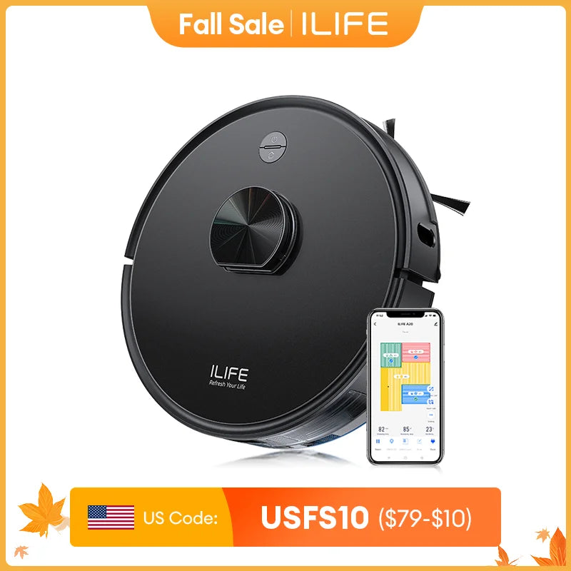 ILIFE A20 Robot Vacuum and Mop Combo, LiDAR Navigation, 3000Pa Suction, Smart Mapping, App/Alexa Control, Ideal for Pet Hair