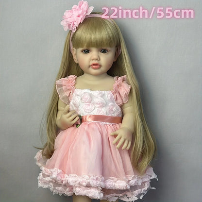 1pc 22in/55cm Reborn doll, teen full body soft vinyl lifelike can stand Princess Girl Doll Teen Babe Teen birthday gift