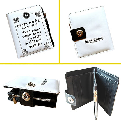 Death Note Anime Black PU Leather Short Wallet Card and Coin Purse for Boys Girls Gift