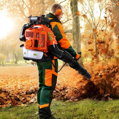4-Stroke  Backpack Leaf Blower, 80CC 750CFM Engine Gas Leaf Blower,High Strength Gas PoweredSnow Blower Powerful Engine, Orange