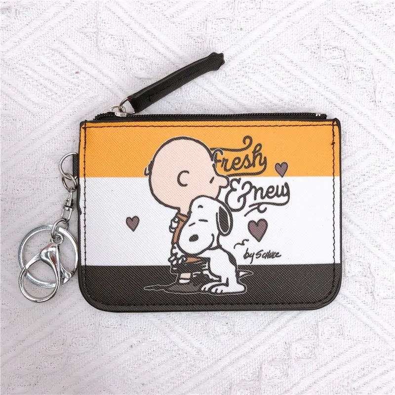 Snoopy Coin Purses Charlie Brown Cute Wallet Women Leisure Woodstock Zipper Card Holder Coin Pouch Lady Cases Giirls