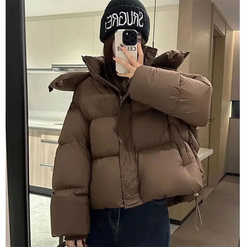 Ladies Short Down Cotton Jacket Women Winter Coat Jackets Warm Down Cotton Parkas New Fashion Hooded Loose Lady Bread Coats