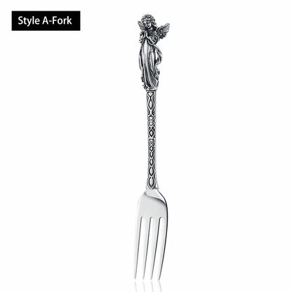 Creative Party Decor Fork and Spoon Set Skull Angel Mermaid Cutlery Stainless Steel Fork Spoon Halloween Party Dinner Cutlery
