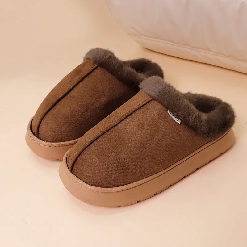 Winter Warm Plush Indoor Slippers for Women Men Non Slip Soft Sole Cotton Shoes Woman Cozy Thick Platform Fluffy House Slippers