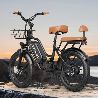 Kickwey LD20 Electric bike 1500W Motor 48V20AH Removable Battery Electric bicycle Dual Disc Brake 20×4 Inch Fat Tire Snow E-bike