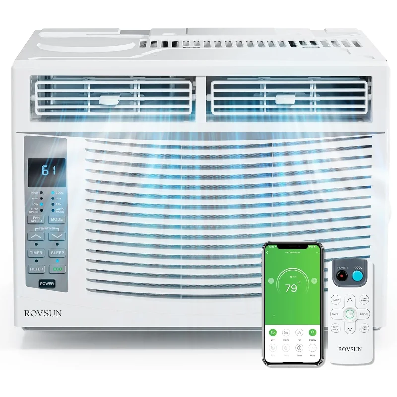 ROVSUN Smart 6000 BTU Window Air Conditioner with WiFi, Energy Saving Window AC Unit with Remote & App Control & Timer Function