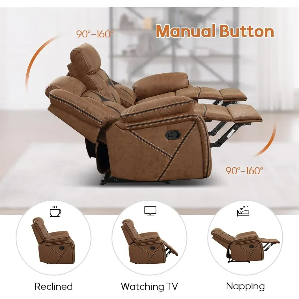 Minimalist faux leather manual reclining sofa, 3 seat recliner sofa chair, couch furniture for living room, furniture, meeting r