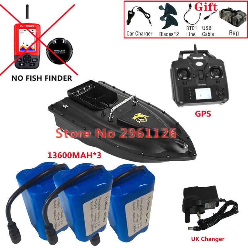 600M GPS Sonar Fish Exploration High Speed Remote Control Bait Boat Model 1.5KG 16GPS Constant Speed Cruise RC Bait Boat Model