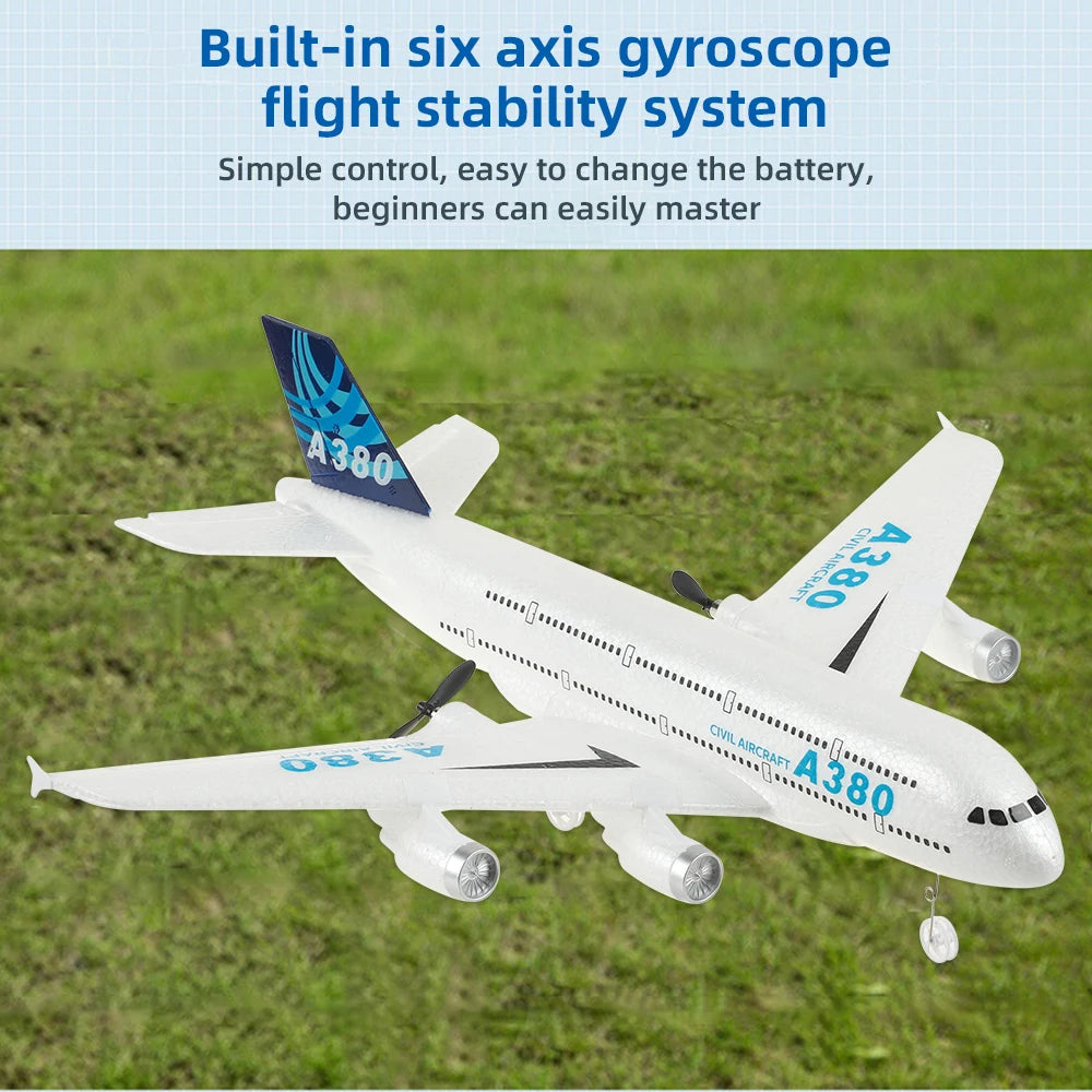 3Ch 2Ch A380 Rc Plane Glider Airplanes Remote Control Foam Aircraft Fixed Wing Aircraft 6 Gyroscope Model Airplane Toys Hobbies