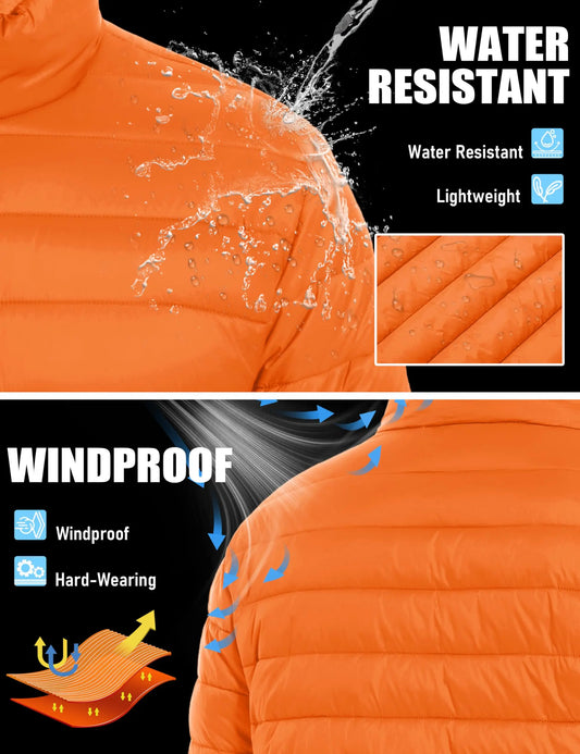 Men's Puffer Jacket Lightweight Warm Winter Coats Water Repellent Windproof Insulated Jacket
