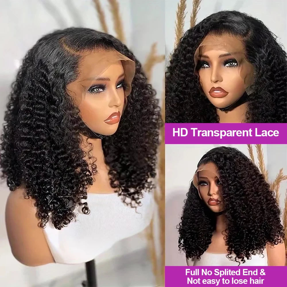 Brazilian 13x4 Glueless Curly Lace Front Wig Short Bob Frontal Wig Deep Water Wave 13X6 Hd Lace Frontal Human Hair Wig For Women