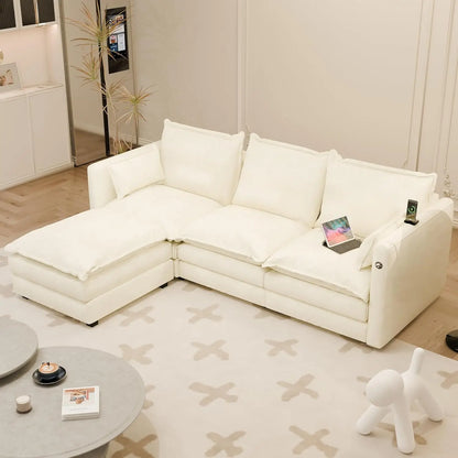 L Shaped Couch Sectional Sofa Comfy Cloud Couch for Living Room, Deep Seat Modular Sectional Sofa with Padded, Customized