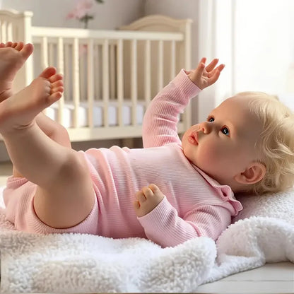 24inch Ellie Reborn Toddler Girl Rooted Blond Hair High Quality Hand Painted Doll Soft Cloth Body 3D Skin