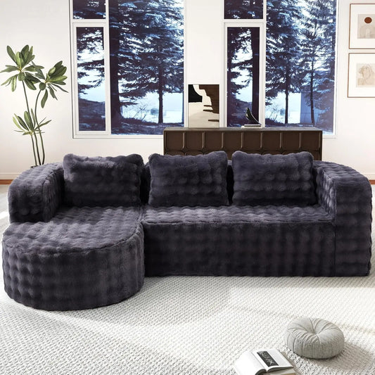 96" Cloud Sectional Couch Modern Boneless Couch 3 Seater with Oversized Chaise L Shaped Modular Sofa Couches for, Customized