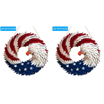 American Flag Eagle Wreath Decorative 4th of July Hanging Door Sign Patriotic Door Hanger for Wall Front Door Farmhouse