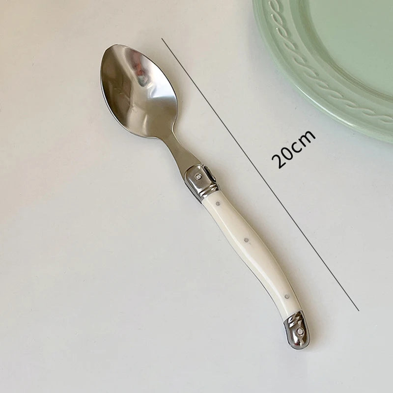 Vintage Dinnerware Steak Knife Fork Spoons Teaspoon Cutlery Stainless Steel Restaurant Flatware Dinner Set Kitchen Tableware