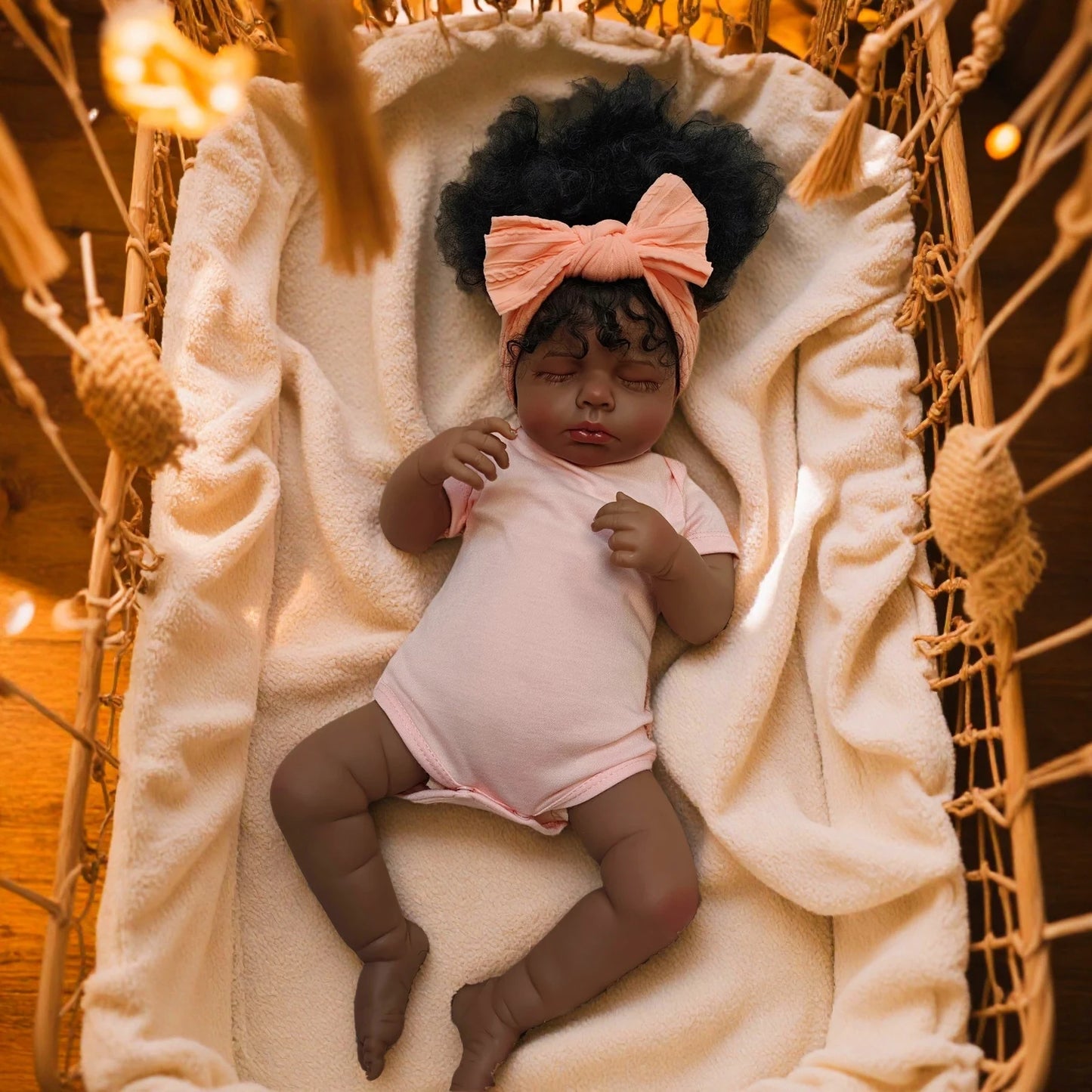 Risbecko 20 Inch Lifelike Black Reborn Baby Doll - African American Soft Cloth Body Doll - Birthday Gift/Christmas Gift