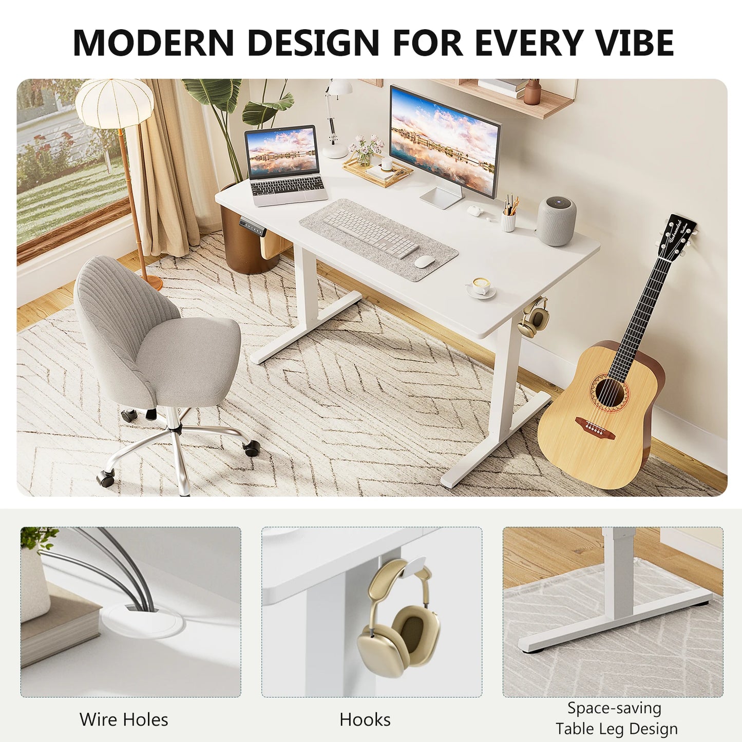 MCQ Electric 63x24 Inch Standing Office Computer Desk Ergonomic Height Adjustable Gaming Table for Home Office Use Workstation