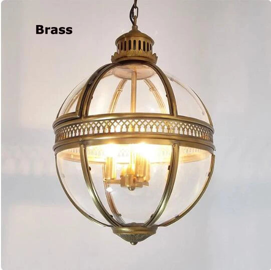 led e14 Retro American Iron Glass Vintage Bronze Black Globe Chandelier Lighting Suspension Luminaire Lampen Lustre For Foyer