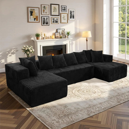 130" U Shaped Boneless Couch, Cloud Boneless Sectional Couches for Living Room, Modular Spineless Sofa Bed with, Customized