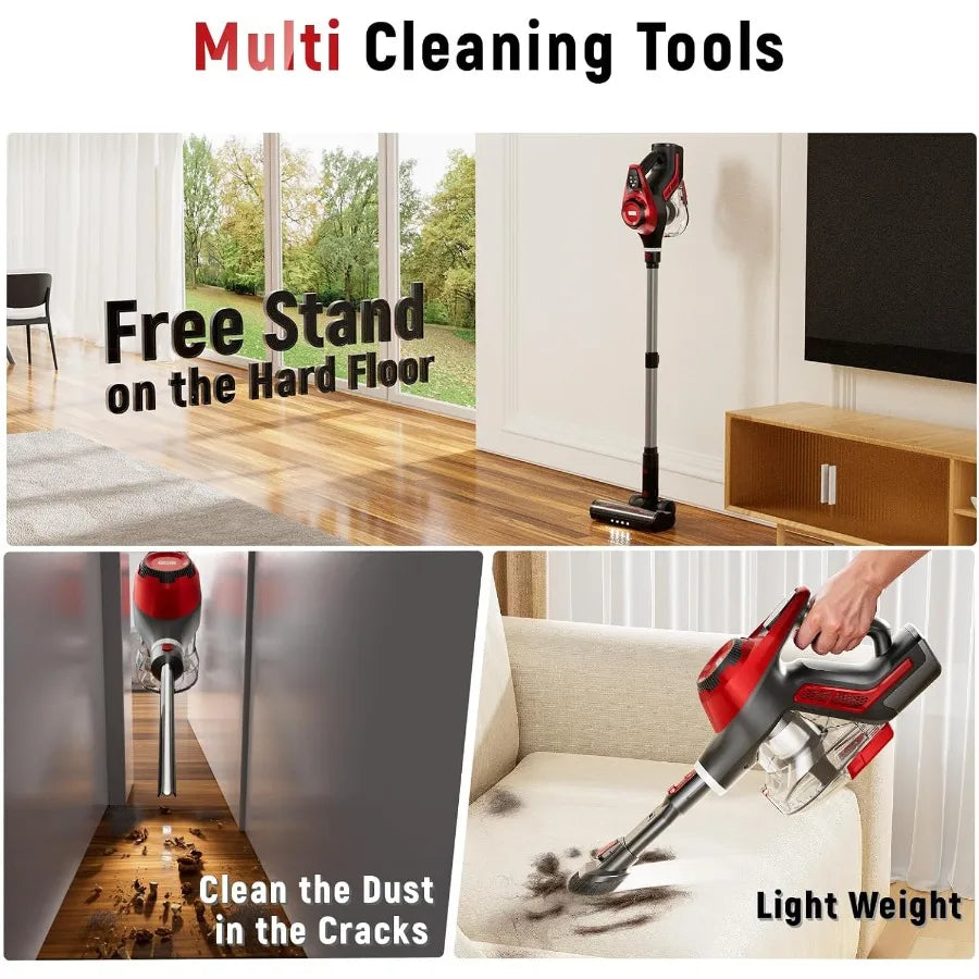 Cordless Vacuum Cleaner for Home Stick Vacuum 40Kpa Smart Display 1.5L Dust Cup MAX 55mins Runtime Lightweight Handheld Vacuum