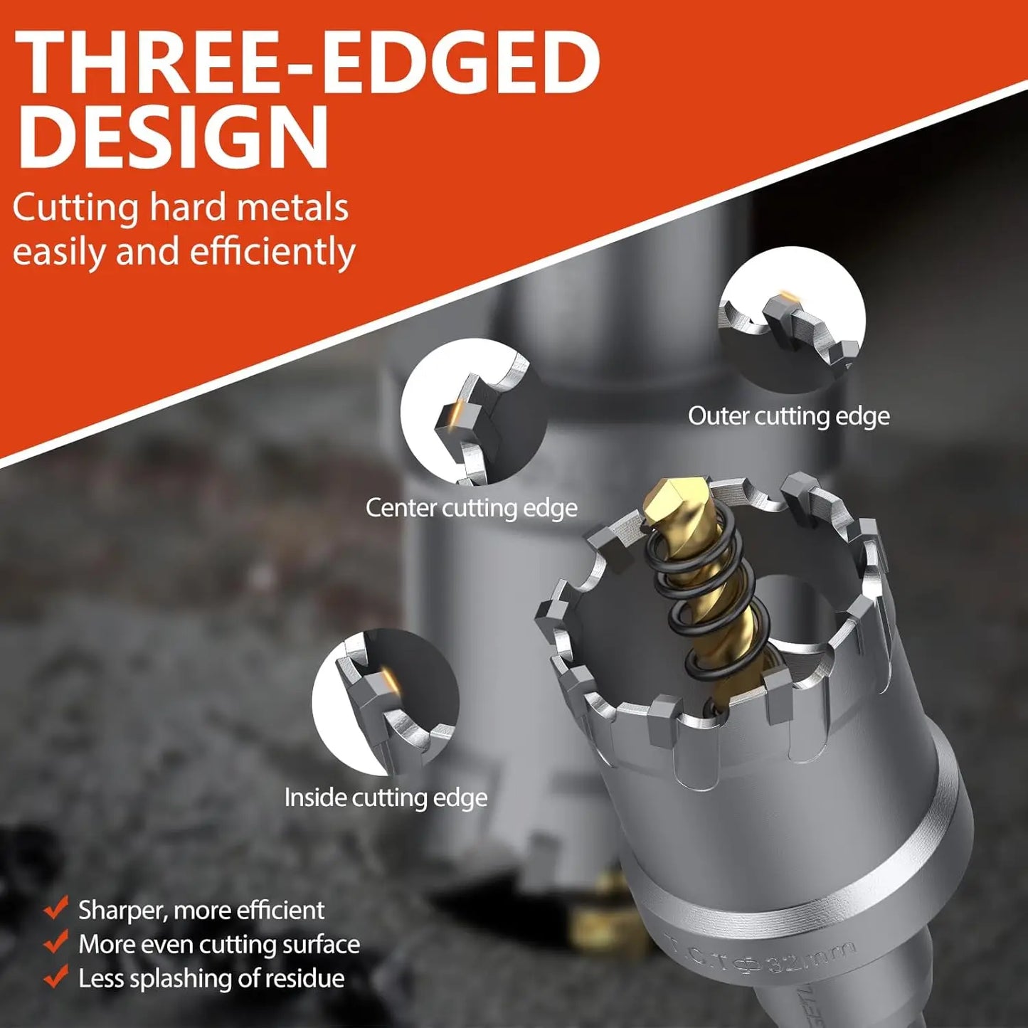 10Pcs TCT Hole Saw Set 16-53mm, Carbide for Metal/Plastic/Iron, w/Drill & Wrench