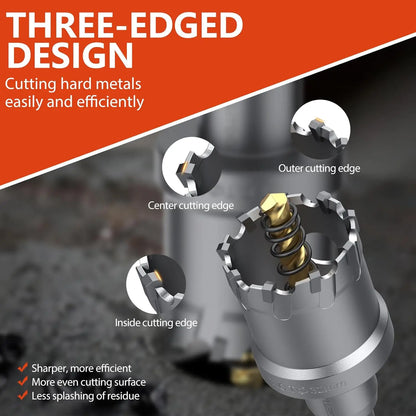 10Pcs TCT Hole Saw Set 16-53mm, Carbide for Metal/Plastic/Iron, w/Drill & Wrench