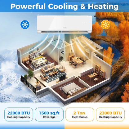 24000 BTU Wifi Enabled Mini Split Air Conditioner & Heater w/ Heat Pump