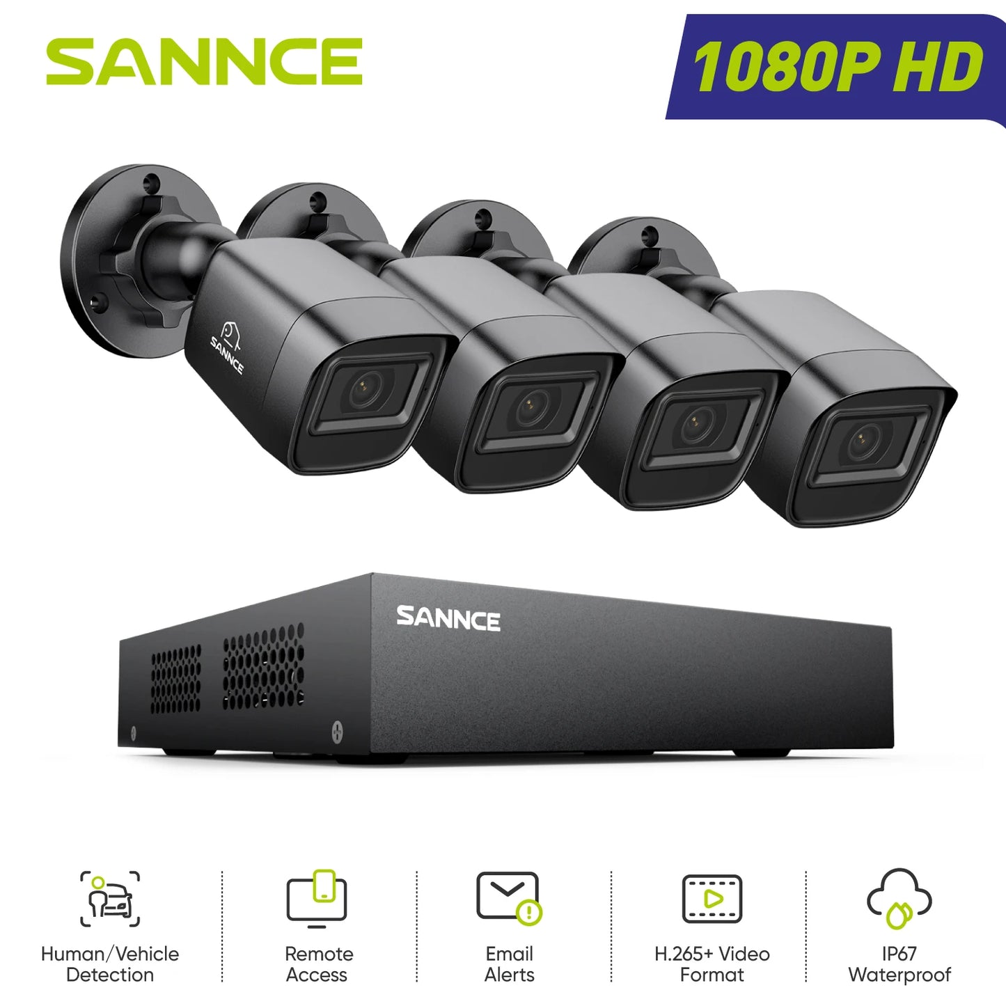 SANNCE 1080P Security Camera System 8CH Home Surveillance DVR Outdoor CCTV Camera with 100ft Night Vision Smart Playback